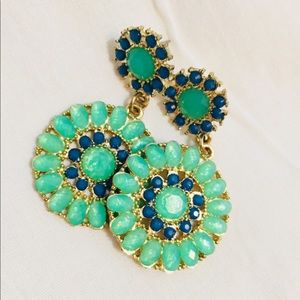 Gold Turquoise Statement Earrings